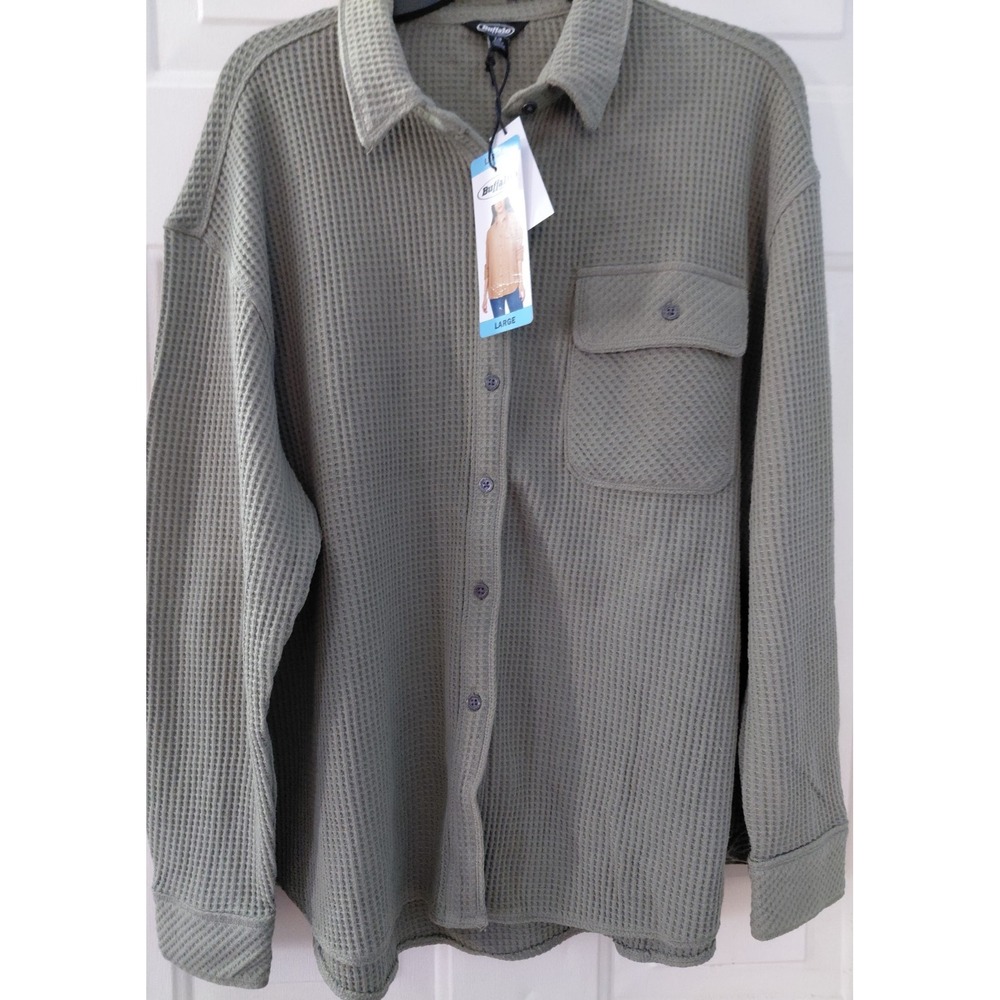 Buffalo David Bitton Women's Waffle Shirt Green Large